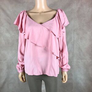 ONE HART Long Sleeve Pink Ruffled Top NWT M